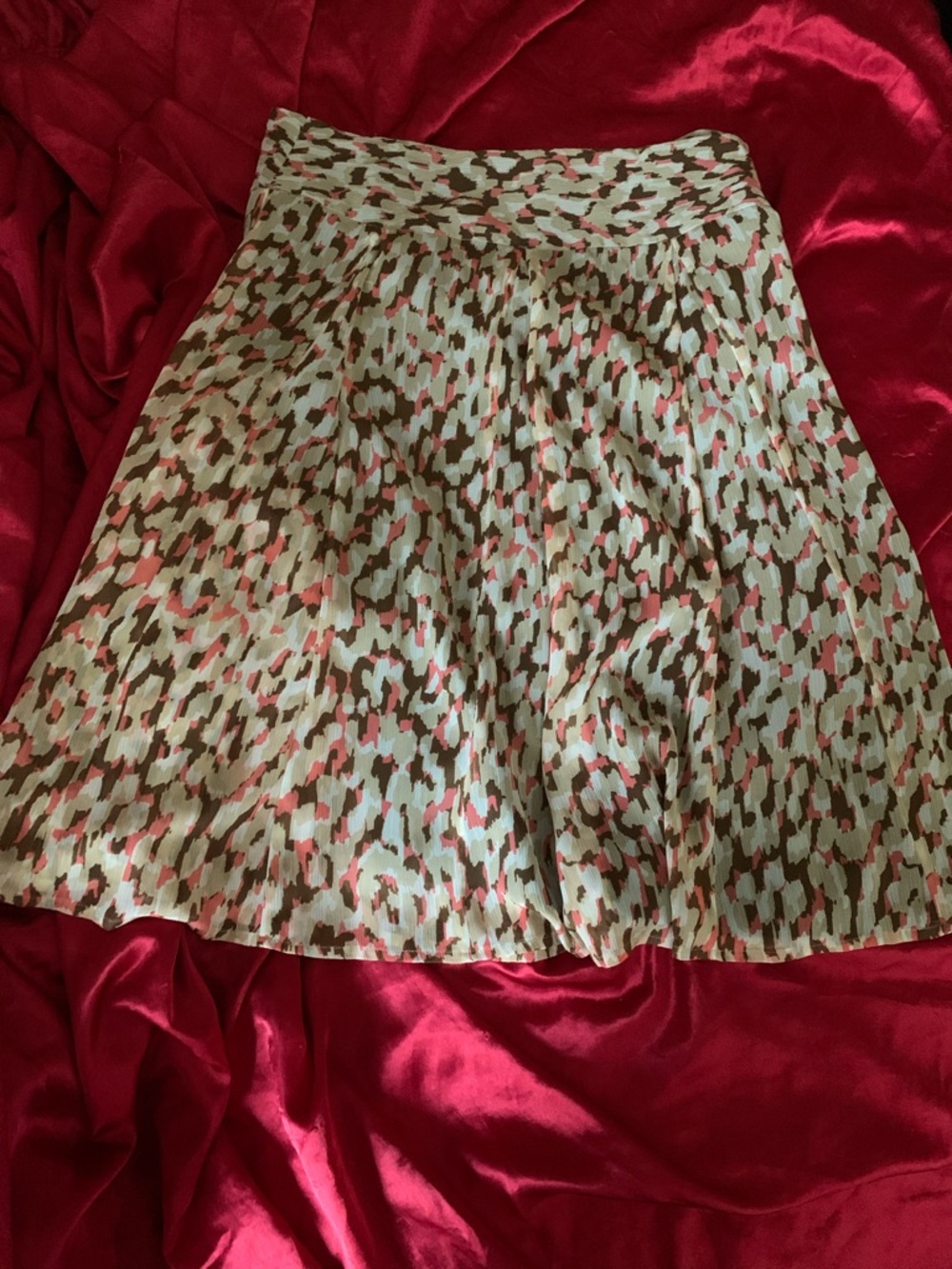 Emma James Mint, Coral & Brown Pleated Skater Skirt